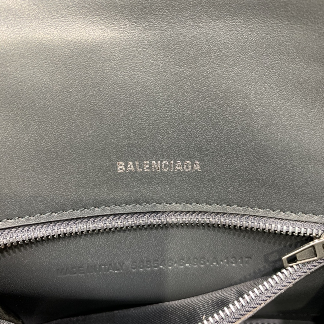 Balenciaga Hourglass XS Handbag Crocodile Embossed Shoulder Bag Black